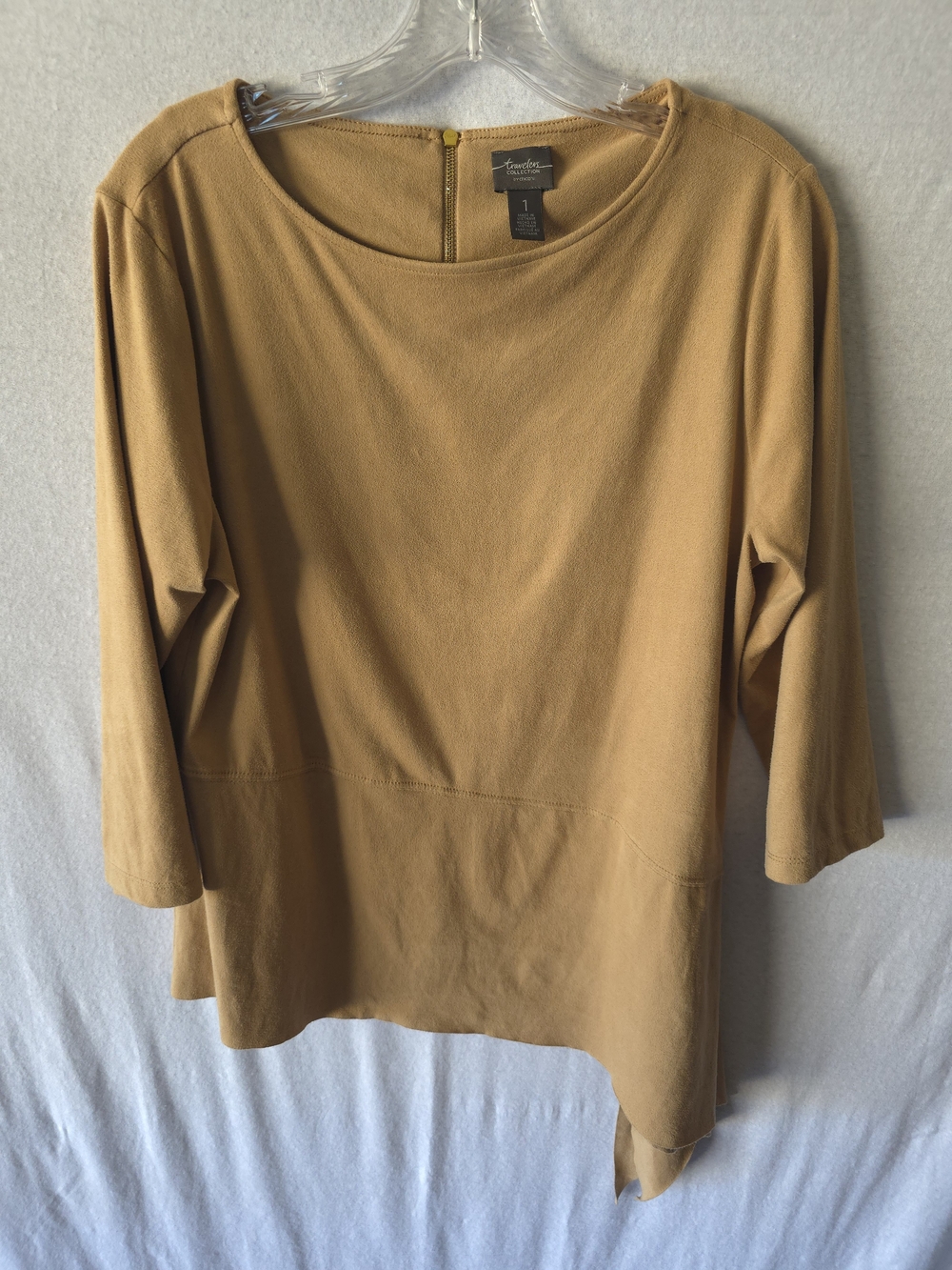 Sandra Darren Mustard Boatneck 3/4 Sleeve Tunic